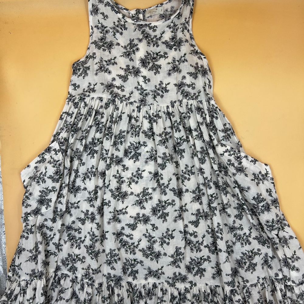Girls White Floral Sleeveless Dress